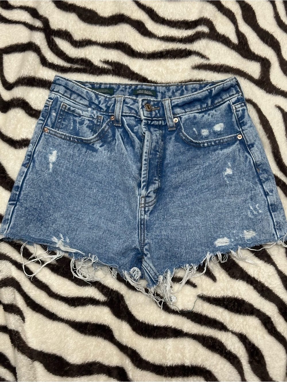 wild fable High Waist Distressed Denim Shorts - Blue